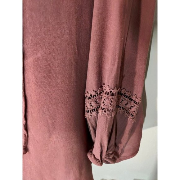 Spense Woman Semi-sheer Fringed Blouse Plus size 2X, Brown - Picture 2 of 4